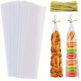 thumbnail image 1 of 100 bolsas de regalo de celofán transparente con lazos dorados  Bolsas de regalo de 2 x 10 pulgadas for galletas, dulces, bocadillos y más  Ideal for vacaciones, bodas y fiestas, 1 of 7
