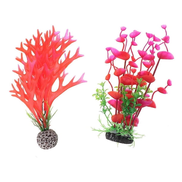 Aquarium Plants Grass Artificial Water Plant Fish Tank Landscaping Safe for Fresh and Salt Water 22*4*4cm Easy to Clean 2Pcs