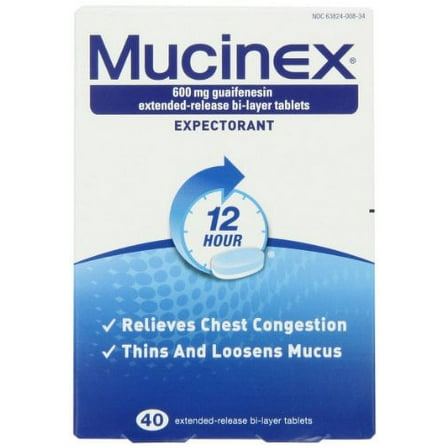 2 Pack - Mucinex 12-Hour Chest Congestion Expectorant Tablets, 40 Each