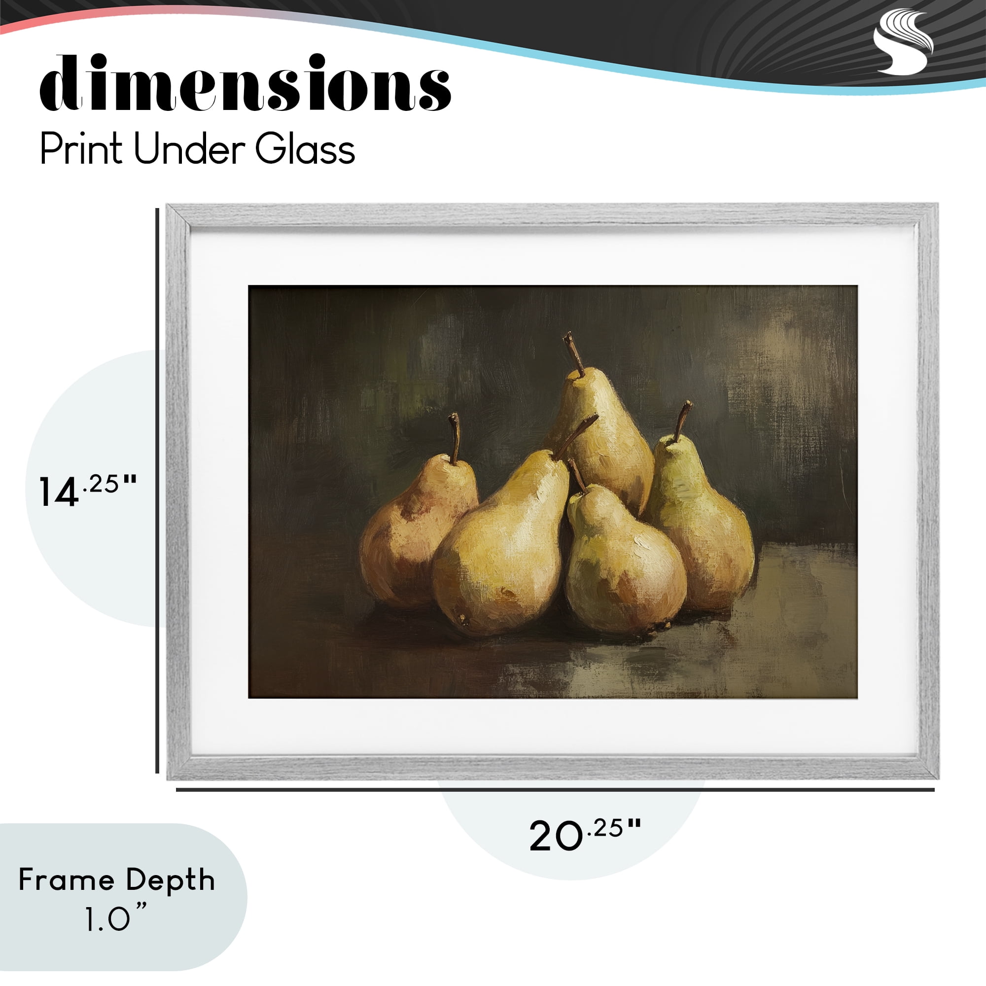 Stupell Industries Golden Pears Still Life Gray Framed Print Under Glass, design by Petal Prints Design