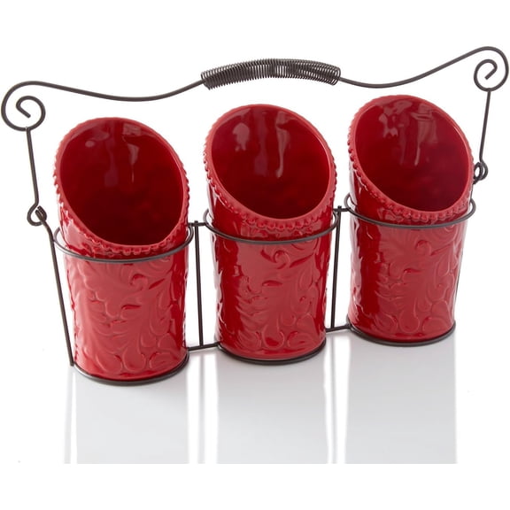 Kitchen Utensil Holder Set - Red