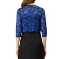 thumbnail image 3 of MODA NOVA Juniors Casual 3/4 Sleeve Sheer Lace Floral Open Front Shrug Top, 3 of 5