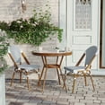 thumbnail image 3 of Flash Furniture Indoor/Outdoor Commercial Bistro 31.5" Table, White and Navy PE Rattan, Glass Top with 2 Stack Chairs - Natural Frame, 3 of 10