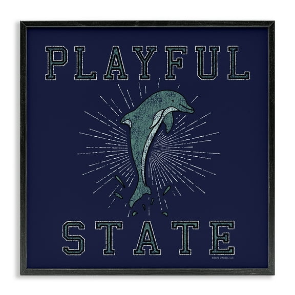 Stupell Industries Playful State Dolphin Novelty & Humor Painting Black Framed Art Print Wall Art, 12 x 12