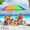 thumbnail image 3 of PMU Beach Umbrella 6 feet Opens to 72 inches Multicolor Beach Parasol with Carrying Sleeve for Beach, Patio and Outdoor Sun Protection Polyester Orange, Lime Green, Hot Pink and Dark Blue, 3 of 6