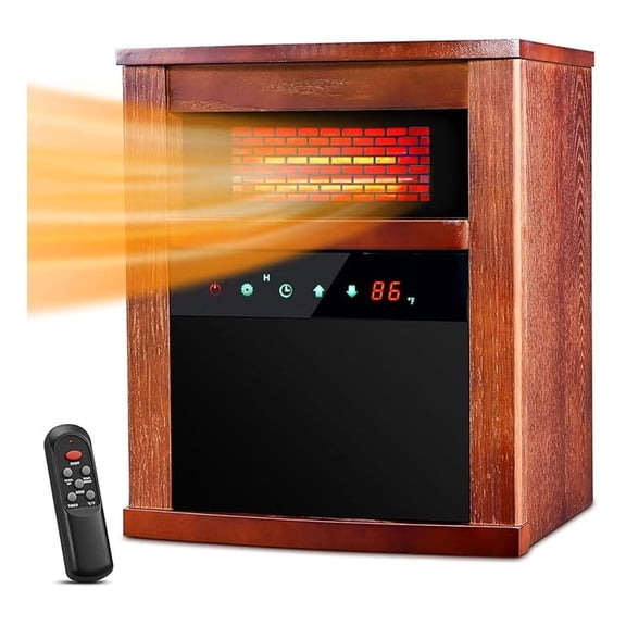 Electric Space Heater, 1500W Infrared Heater w/ 3 Heating Mode, Thermostat, Control & 12h Timer, Small Portable Room Heaters for Indoor Use, Bedroom, Office, Living Room