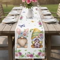 thumbnail image 4 of Happy Easter Table Runner 120 Inches, Watercolor Gnomes Eggs Flowers Botanical Spring Bed Runner Dresser Scarves Tabletop for Indoor Outdoor Parties/Ceremony/Banquet, 13"x 120", 4 of 8