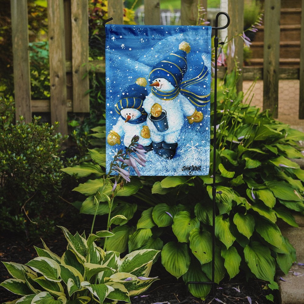 Gathering Snowflakes Snowman Garden Flag