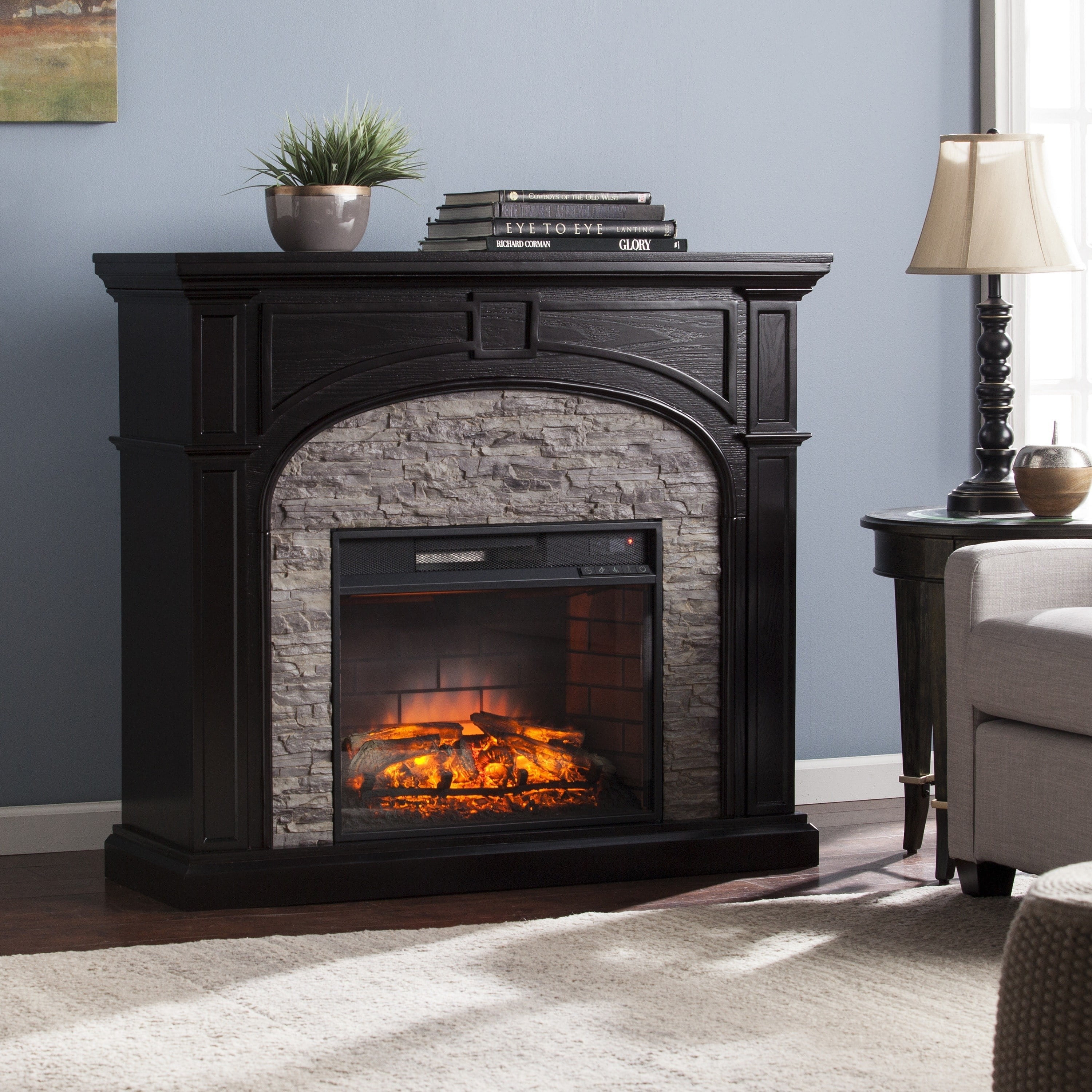 Copper Grove Highfalls Black And Gray Stacked Faux Stone Infrared Copper Grove Highfalls Black And Gray Stacked Faux Stone Infrared Electric Fireplace Com