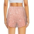 thumbnail image 2 of Lsque Rose Gold Glitter Printed Women's Running Shorts with Liner Pockets,Elastic Quick Dry Workout Athletic Gym Yoga Shorts,Womens High Waist Shorts-Small, 2 of 9