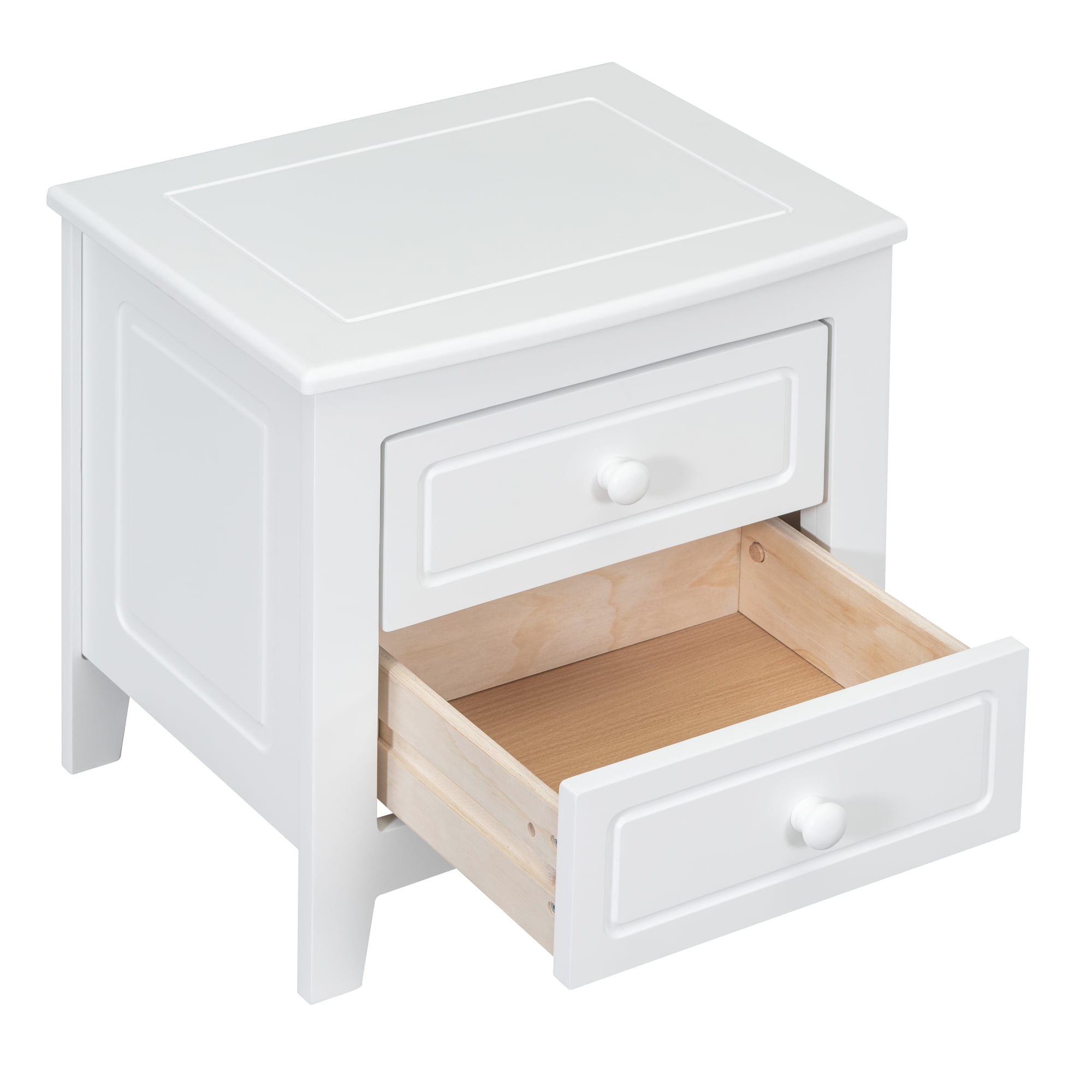 Euroco 3-Piece Natural Wood Queen Bedroom Set, White, Solid