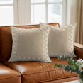 thumbnail image 4 of Throw Pillow Covers 24x24 Inch, Beige Geometric Decorative Pillow Cases for Couch Sofa Bed, Rustic Modern Abstract Plaid Gingham Cotton Linen Square Home Decor Pillowcases with Hidden Zipper, 4 of 6