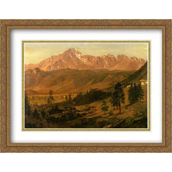 Pikes Peak 2x Matted 36x28 Large Gold Ornate Framed Art Print by Bierstadt, Albert