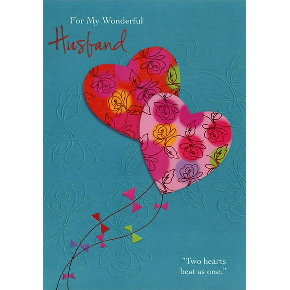Designer Greetings Pair of Heart Kites: Husband Valentine's Day Card