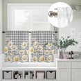 thumbnail image 2 of Spring White Daisy Flower Curtain Tier and Valance Set 3 Piece, Farmhouse Flower Gray Buffalo Plaid 3-inch Rod Pocket Window Tier Curtains Valance for Kitchen Living Room, 2 of 9