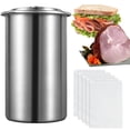 thumbnail image 1 of Qenwkxz Ham Maker Meat Press with Thermometer 304 Stainless Steel Meat Press Cooker with 5 Food Zipper Bags Multifunctional Meat Press Mold Round Shape Deli Meat Press for Meat Pork Beef Lamb, 1 of 8