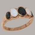 thumbnail image 2 of LBG British Made 9k Rose Gold Ring with Natural Sapphire & Opal Womens Band Ring - 33 size options - Size 7.25, 2 of 5