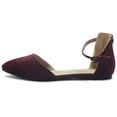 thumbnail image 2 of Ollio Women's Shoes Faux Suede Ankle Straps D'Orsay Pointed Toe Ballet Flats ZY00F71, 2 of 6