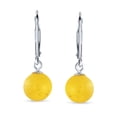 thumbnail image 2 of Bling Jewelry Womens Natural Yellow Honey Amber Ball Drop Earrings Sterling Silver Leverback, 2 of 4