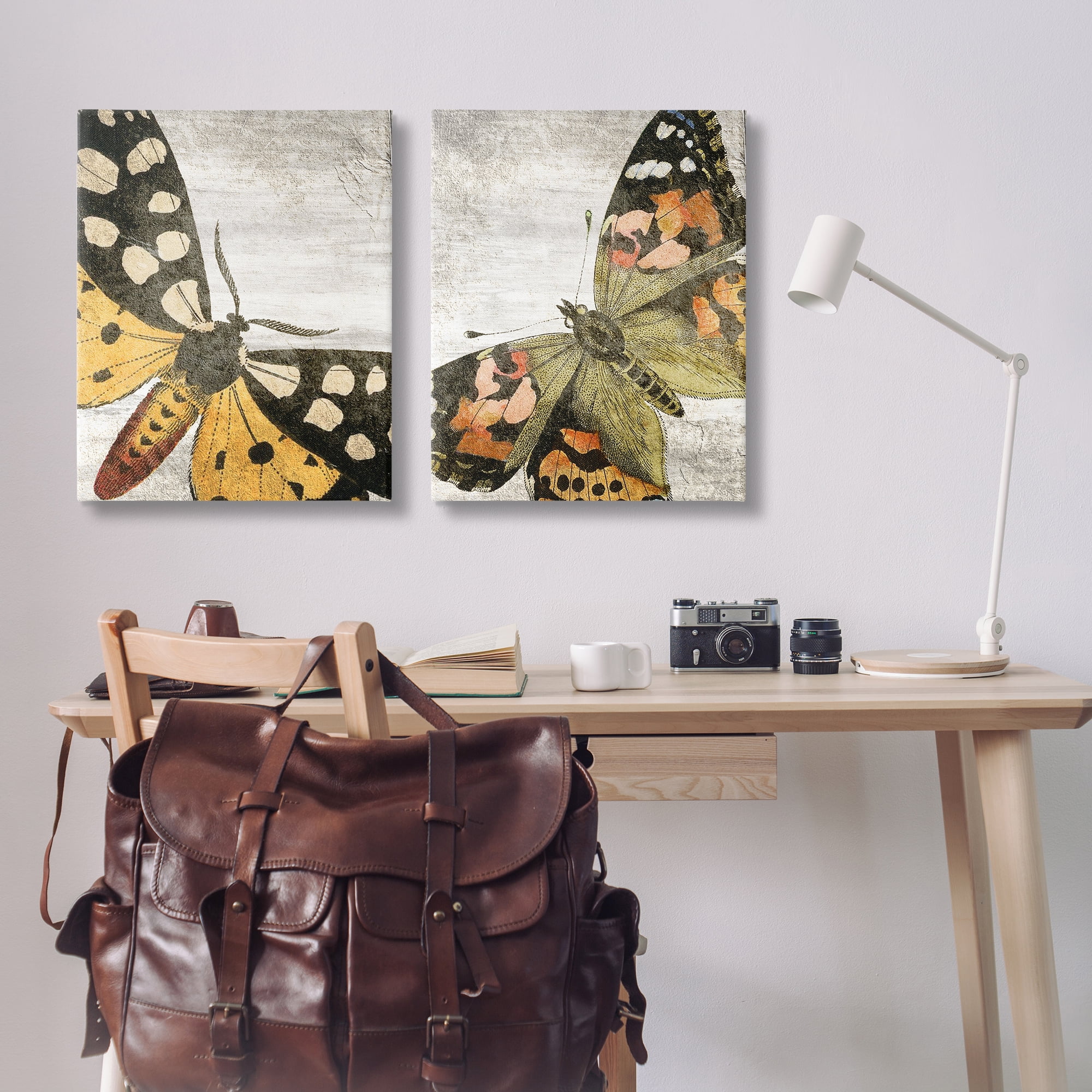 Stupell Industries Vintage Spotted butterflies Animals Painting Wrapped Canvas Art Print Wall Art, 24 x 30, Set of 2