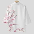 thumbnail image 6 of Men Shirts Cherry Flower Kimono Half Sleeve Blouses Elegant Loose Soft Cardigan Hawaiian Shirt for Men White XXL, 6 of 7