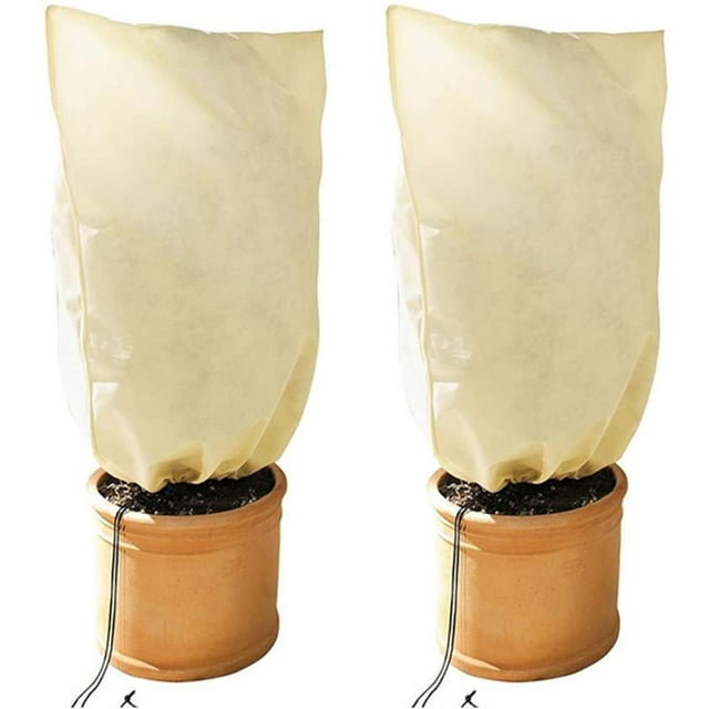 Forro polar para plantas, protección contra heladas, cubierta de protección contra heladas para plantas de invierno, bolsa para cubrir plantas con cordón WD.WDQZL Hogar