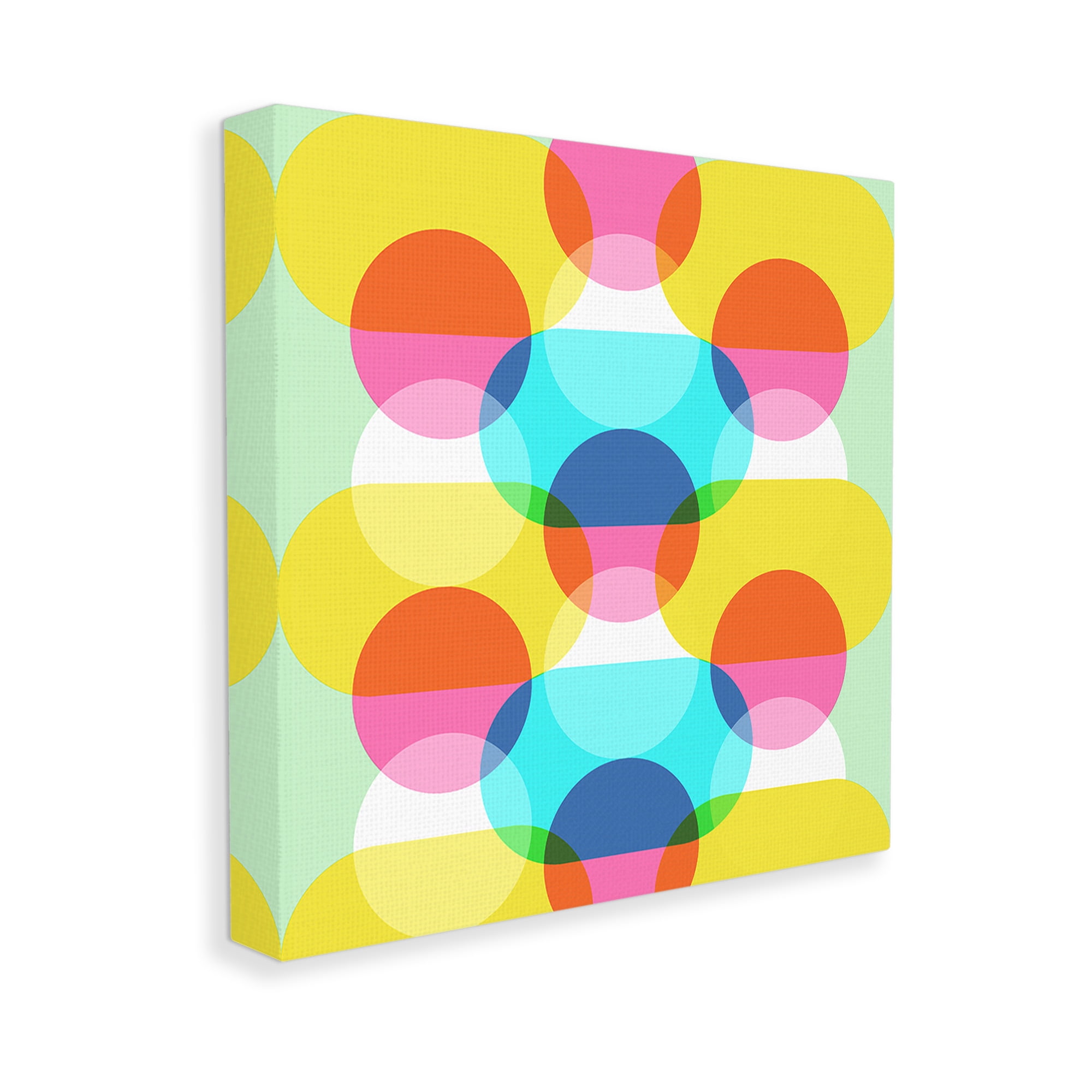 Stupell Industries Vivid Layered Shapes Pattern Abstract Painting Gallery Wrapped Canvas Art Print Wall Art, 17 x 17