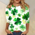 thumbnail image 2 of Ltctricy Women's Plus Size St. Patrick's Day Tops Fashion 3/4 Sleeve Crewneck Casual Shirts Lounge Spring Comfy Loose Blouse, 2 of 5