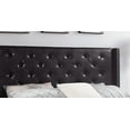 thumbnail image 2 of Oliver and Smith Queen Upholstered Leather Platform Bed Frame Brown - 51 Inch Button Tufted Headboard - Leather Upholstered Bed Slat Support - Easy Assembly, 2 of 6