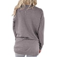 thumbnail image 3 of TWZH Women Solid Color Crew Neck Front Pockets Long Sleeve Pullover Top, 3 of 8