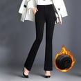 thumbnail image 4 of Aayomet Women plus Size Clothes Work Women Plush For Warmth High Waist Leg Trousers Straight Casual Stretchy Pants Pants,Black XXL, 4 of 5