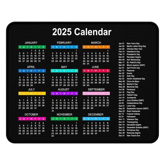 Leodye 1PCS Calendar Mouse Pad - Non-slip Washable Rubber Base with Holiday Reminders, office Desk Mat -10.24*8.2IN