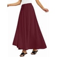 thumbnail image 2 of Women'S Flowy Maxi Skirt Summer Pleated High Waisted Casual Long Skirts with Pockets Red M, 2 of 8