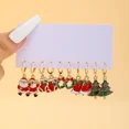 thumbnail image 1 of Juego de pendientes navideños con diseño creativo de Papá Noel, muñeco de nieve, copos de nieve, estrellas, pendientes y pendientes de árbol de Navidad, 1 of 5