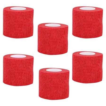 Tattoo Grip Cover Wrap,6PCS Disposable Cohesive Tattoo Grip Cover Elastic Bandage Handle Grip Tube for Tattoo Machine Tattoo Grip Accessories(Red)
