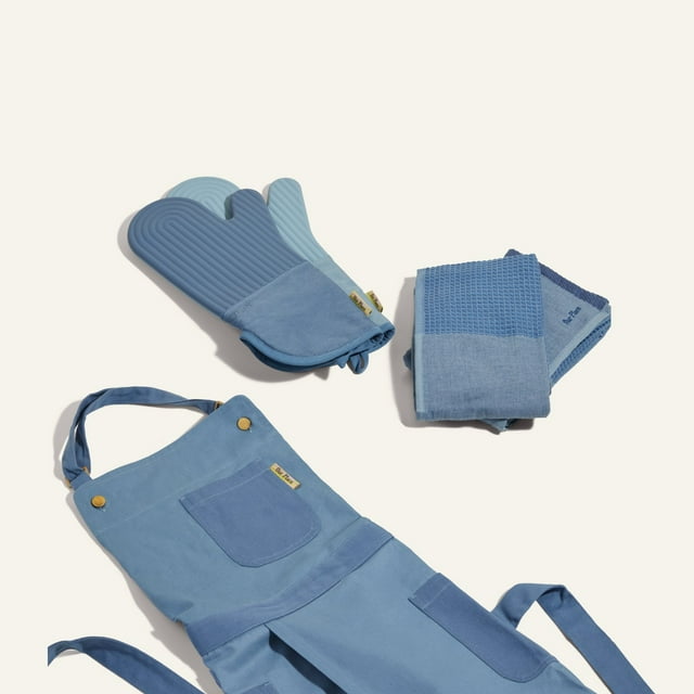 Our Place Kitchen Linens Set (5 Pieces) Set of soft goods for varied cooking and cleaning needs Blue Salt