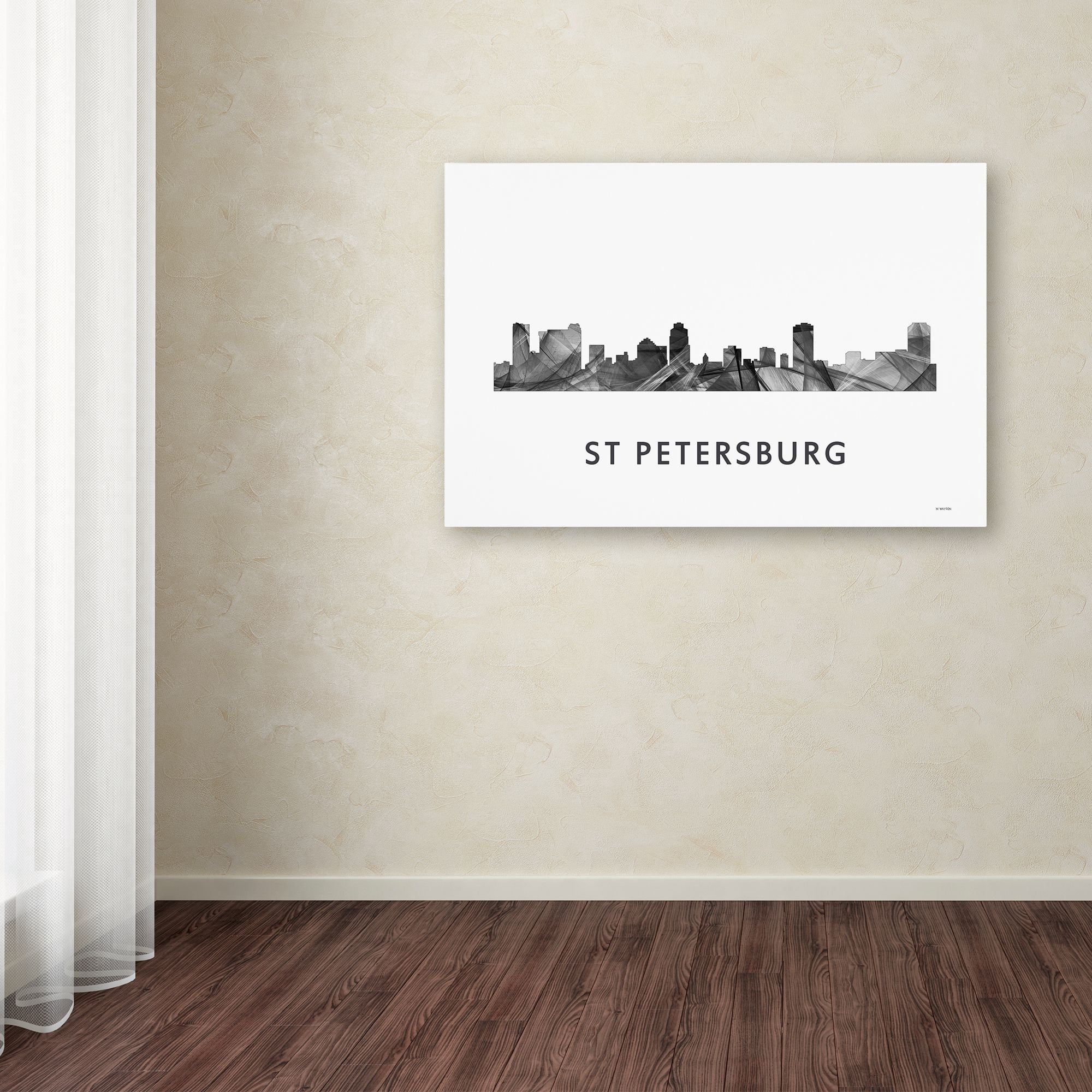 Trademark Fine Art 'St Petersburg Florida Skyline WB-BW' Canvas Art by Marlene Watson