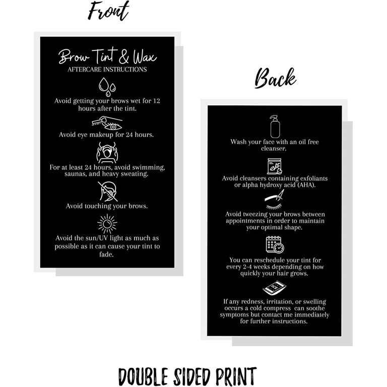 Brow Tint & Wax Aftercare Instruction Cards - 50 Pack, 2x3.5" Business Card Size, Lavender Design-867558