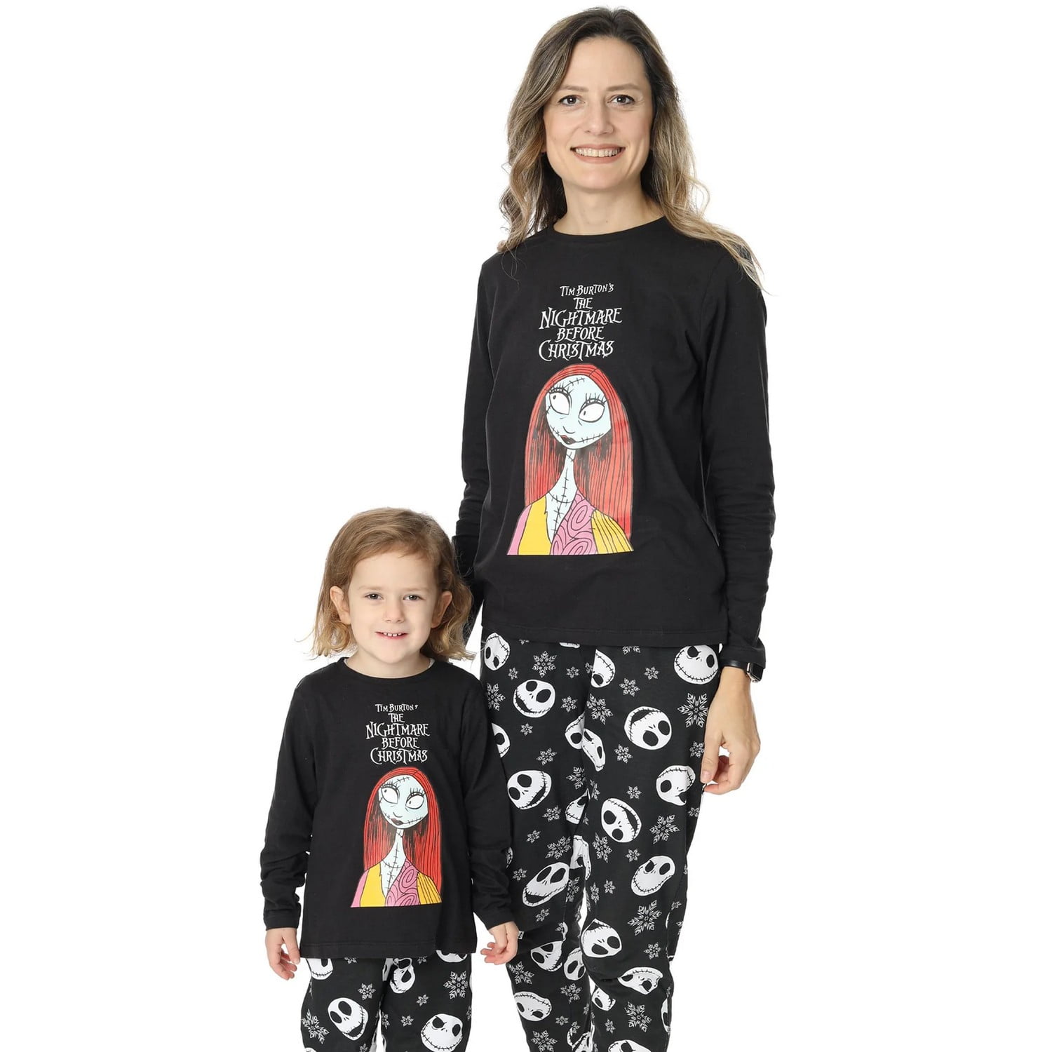Nightmare Before Christmas Set de Pijama Largo de Jack Skellington para Mujer Negro Blanco Walmart en linea