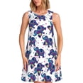 thumbnail image 1 of Easygdp Boho elephant para Vestido Transpirable de Mujer, Vestido Suelto de Manga Corta con Pliegues y Bolsillos para el Verano, 1 of 7