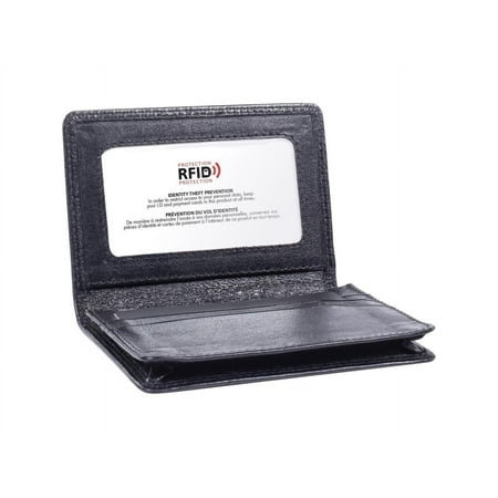 Swiss Mobility - Business Card Case with ID Window Leather Black, in office
