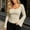 Beige, variant on Women's Ribbed Knit Square Neck Long Sleeve Top Slim Fit Flared Sleeve Casual Basic Tee Shirt for Spring Everyday Wear
