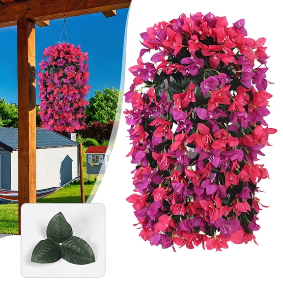 Homesteed Artificial Bougainvillea Hanging Flowers Outdoor Faux Trailing Vines Realistic Fake Plants for Porch Patio Garden Home Decor