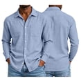 thumbnail image 7 of Guluxicc Men's Cotton Long Sleeve Shirts with Pockets Button Down Classic Fit Business Casual Shirts Summer Casual Outfits, 7 of 7