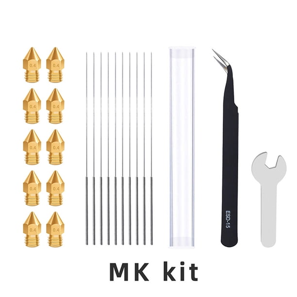 Herramientas de limpieza de boquillas Aguja de limpieza de boquillas sólidas Mini impresora 3D Accesorios de extrusora Cabezal de boquilla de impresora portátil, MK8 Advancent EL000183-01