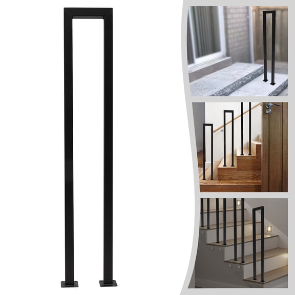 90cm/ 35.43in Tall Black Color Handrail, U-shaped Handrail for Indoor & Outdoor Stairs, Modern Style Ladder Handrail use in porch, balcony, garden, hotel, restaurant