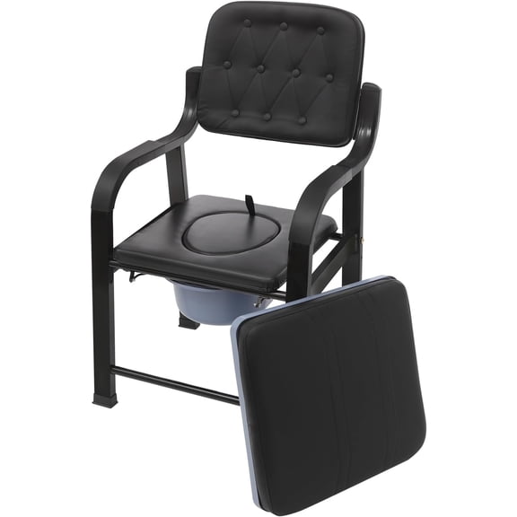 3-in-1 Heavy Duty Bedside Commode, Portable Toilet Seat with Arms, Adjustable Potty Chair Bucket with Lid, 500lbs Toilet Chair and 13.5 Inch Seat