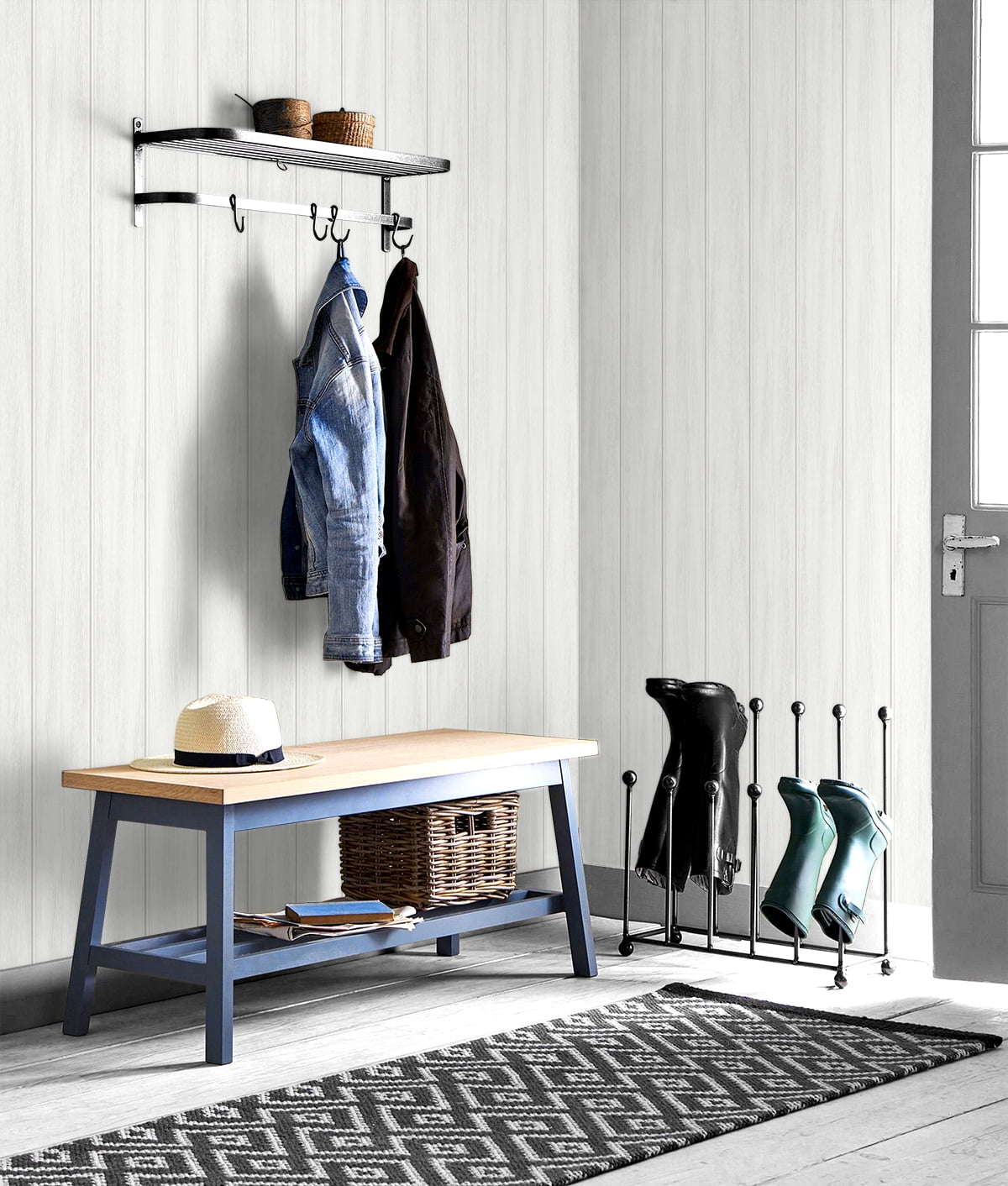 NextWall Alabaster Wood Panel Peel and Stick Wallpaper