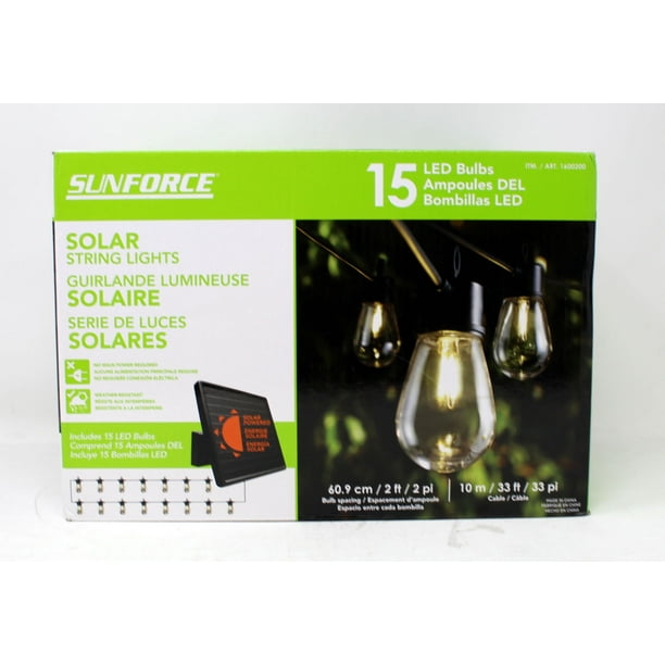 Sunforce Led Outdoor Waterproof 33ft Solar String Lights Walmart Com Walmart Com