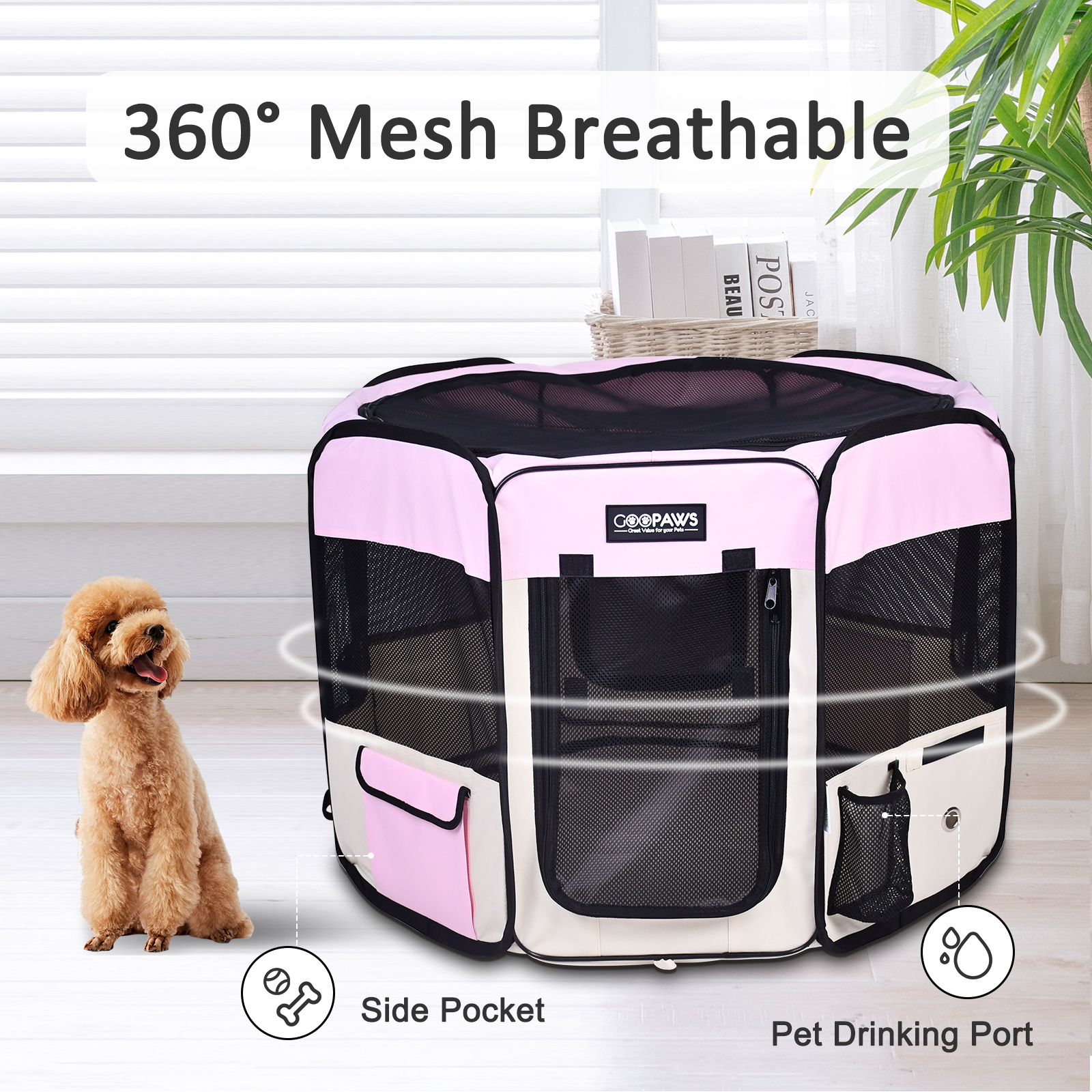GOOPAWS Pet Dog Playpens 36", 45" & 61" Portable Soft Dog Exercise Pen Kennel with Carry Bag for Puppy Cats Kittens Rabbits, Indoor/Outdoor Use